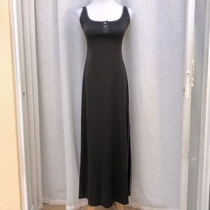 Nicole Miller New York black long dress with white stitching